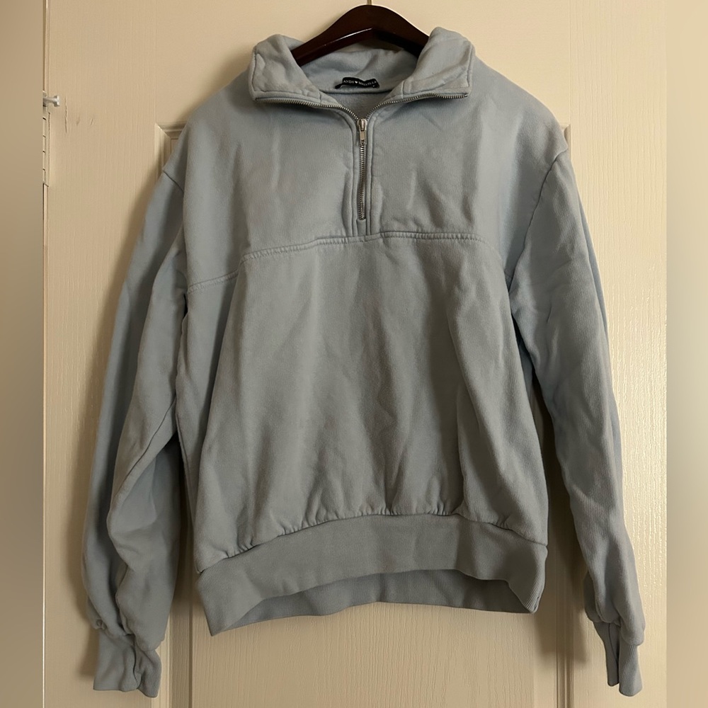 brandy melville blue sweatshirt half zip